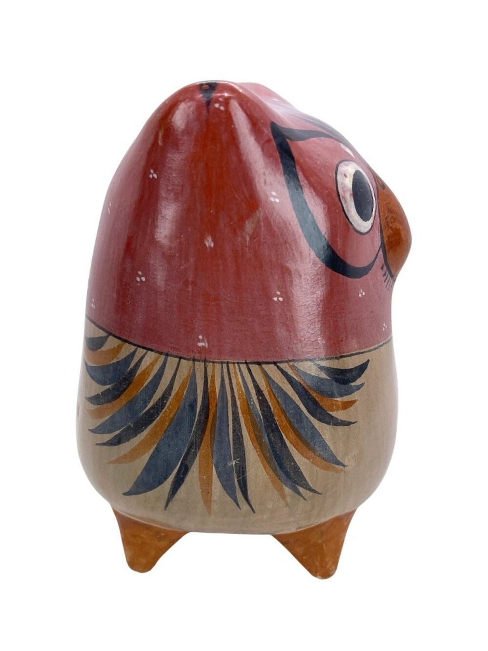 Tonala Owl Mexico Folk Art Pottery Bird Hand Painted Figurine Sculpture Vintage - Picture 6 of 12